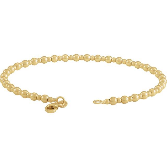 14K Yellow Gold, 7x5 mm Beaded Bracelet – Elegant Luxury Design