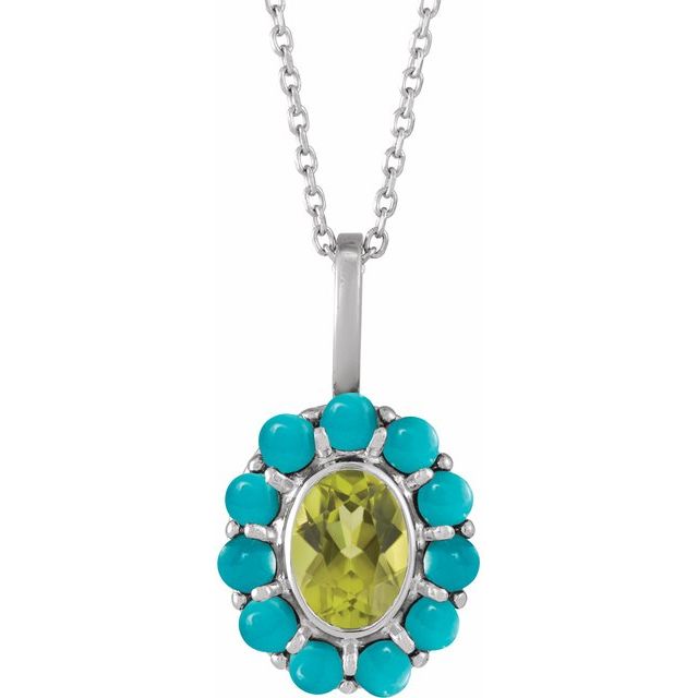 14K Gold Natural Mexican Fire Opal And Natural Cabochon Citrine Halo-Style Pendant