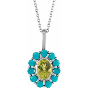 14K Gold Natural Mexican Fire Opal And Natural Cabochon Citrine Halo-Style Pendant