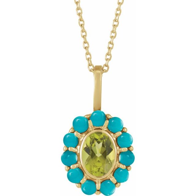 14K Gold Natural Mexican Fire Opal And Natural Cabochon Citrine Halo-Style Pendant