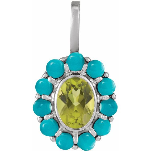 14K Gold Natural Mexican Fire Opal And Natural Cabochon Citrine Halo-Style Pendant