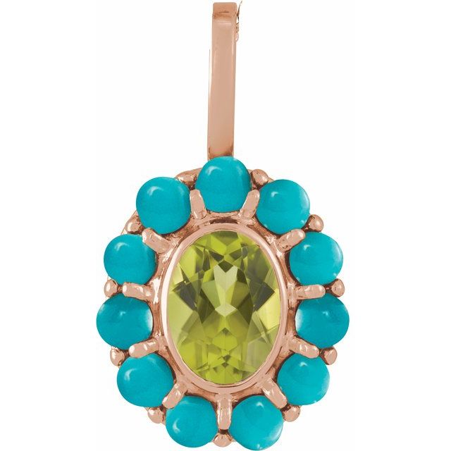 14K Gold Natural Mexican Fire Opal And Natural Cabochon Citrine Halo-Style Pendant