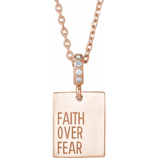 Platinum .02 CTW Natural Diamond Faith Over Fear Necklace - Elegant Design