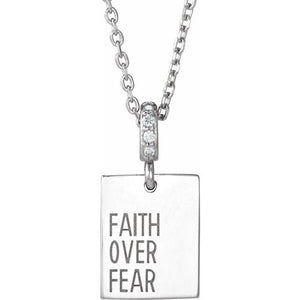 Platinum .02 CTW Natural Diamond Faith Over Fear Necklace - Elegant Design