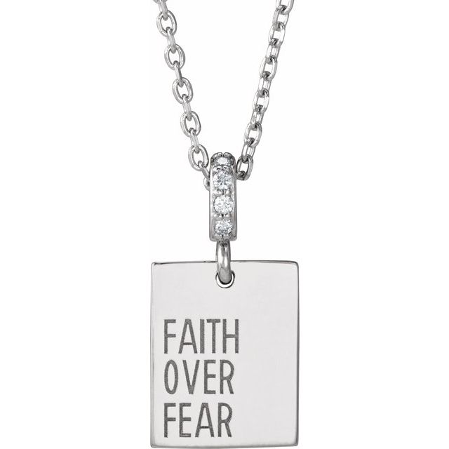 14K Gold Faith Over Fear Diamond Pendant
