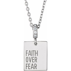 14K Gold Faith Over Fear Diamond Pendant