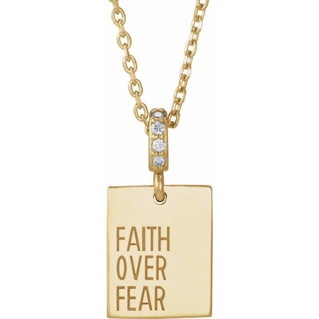 14K Gold Faith Over Fear Diamond Pendant