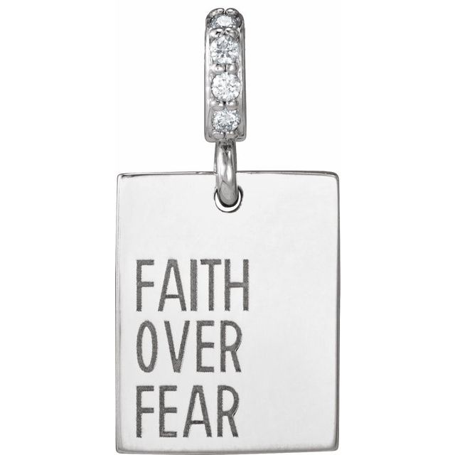 0.02 CTW Natural Diamond Faith Over Fear Pendant in 14K Gold & Silver