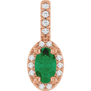 14K White Gold Halo-Style Pendant with 7x5 mm Lab-Grown Moissanite & .07 CTW Natural Diamond