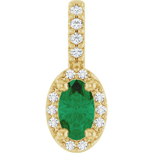 14K White Gold Halo-Style Pendant with 7x5 mm Lab-Grown Moissanite & .07 CTW Natural Diamond