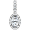 14K White Gold Halo-Style Pendant with 7x5 mm Lab-Grown Moissanite & .07 CTW Natural Diamond