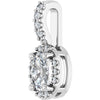 14K White Gold Halo-Style Pendant with 7x5 mm Lab-Grown Moissanite & .07 CTW Natural Diamond