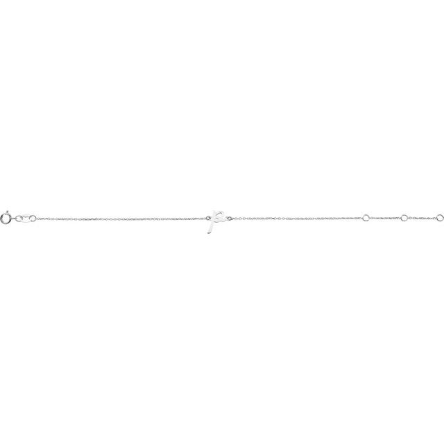 14K White Gold Initial R Bracelet 6.5-7.5 Inches - Elegant Jewelry