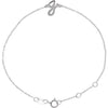 14K White Gold Initial R Bracelet 6.5-7.5 Inches - Elegant Jewelry