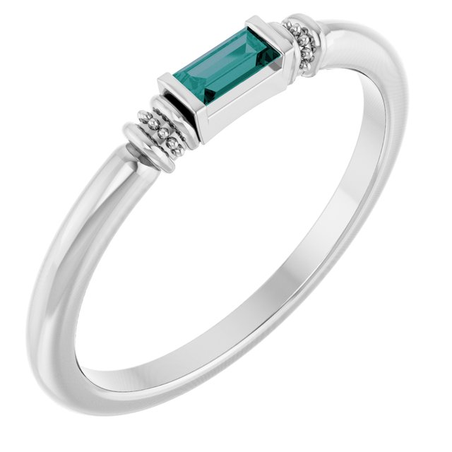 Lab-Grown Alexandrite Stackable Ring in 14K Gold, Platinum & Silver
