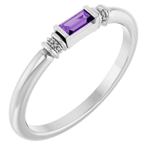 14K Gold Lab-Grown Alexandrite Stackable Ring