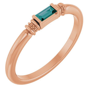 14K Gold Lab-Grown Alexandrite Stackable Ring