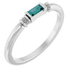 14K White Gold Lab-Grown Alexandrite Stackable Ring with Baguette Accents