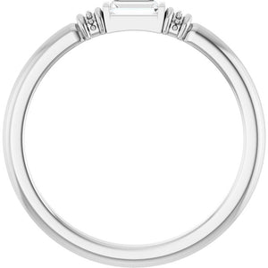 14K White Gold Lab-Grown Alexandrite Stackable Ring with Baguette Accents