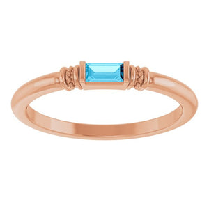 14K White Gold Lab-Grown Alexandrite Stackable Ring with Baguette Accents