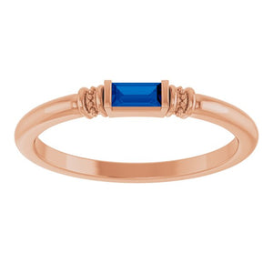 14K White Gold Lab-Grown Alexandrite Stackable Ring with Baguette Accents