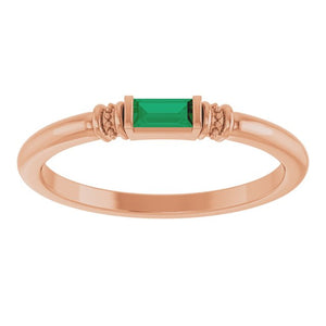 14K White Gold Lab-Grown Alexandrite Stackable Ring with Baguette Accents