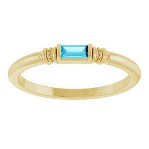 14K White Gold Lab-Grown Alexandrite Stackable Ring with Baguette Accents