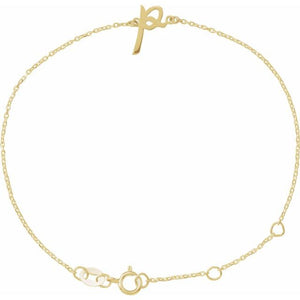 Initial Bracelet with Customizable Design Crafted in 14K Gold & Platinum