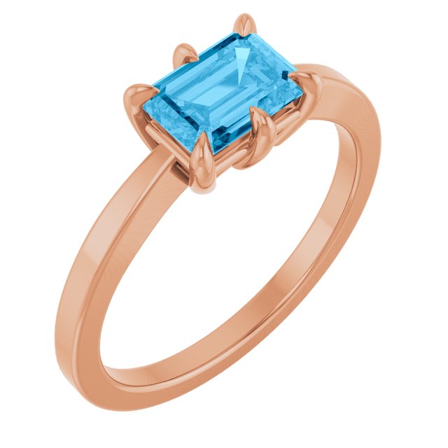 Stunning 14K Rose Gold Natural London Blue Topaz Gemstone Ring