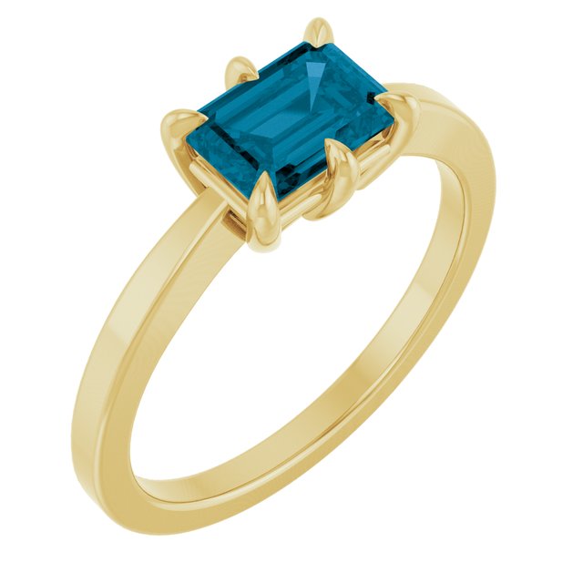 Stunning 14K Rose Gold Natural London Blue Topaz Gemstone Ring