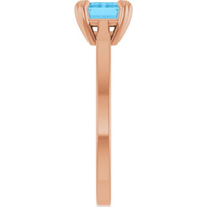 Stunning 14K Rose Gold Natural London Blue Topaz Gemstone Ring