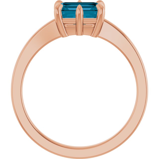 Stunning 14K Rose Gold Natural London Blue Topaz Gemstone Ring