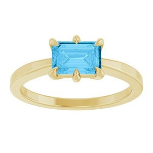 Stunning 14K Rose Gold Natural London Blue Topaz Gemstone Ring