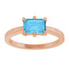 Stunning 14K Rose Gold Natural London Blue Topaz Gemstone Ring