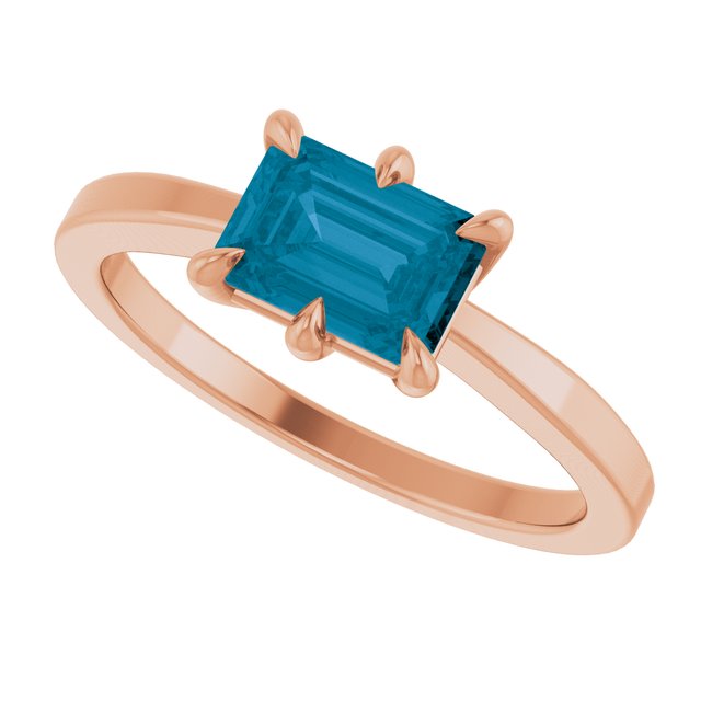 Stunning 14K Rose Gold Natural London Blue Topaz Gemstone Ring