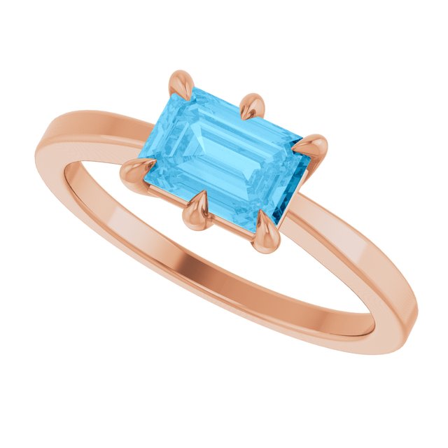 Stunning 14K Rose Gold Natural London Blue Topaz Gemstone Ring