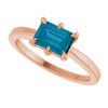 Stunning 14K Rose Gold Natural London Blue Topaz Gemstone Ring