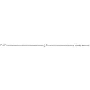 14K White Gold Initial R Bracelet 6.5-7.5 Inches - Elegant Jewelry