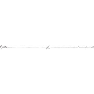 14K White Gold Initial R Bracelet 6.5-7.5 Inches - Elegant Jewelry