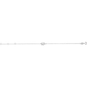 14K White Gold Initial R Bracelet 6.5-7.5 Inches - Elegant Jewelry