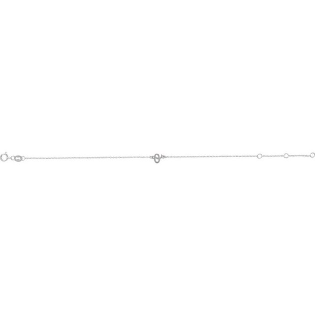 14K White Gold Initial R Bracelet 6.5-7.5 Inches - Elegant Jewelry