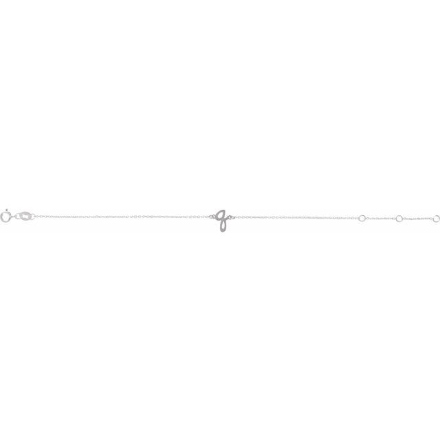 14K White Gold Initial R Bracelet 6.5-7.5 Inches - Elegant Jewelry