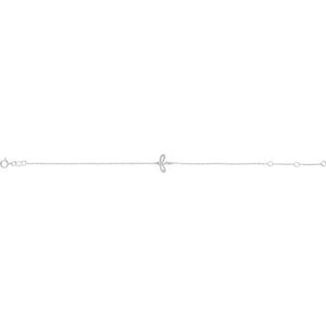14K White Gold Initial R Bracelet 6.5-7.5 Inches - Elegant Jewelry