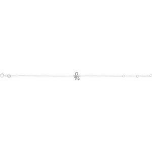 14K White Gold Initial R Bracelet 6.5-7.5 Inches - Elegant Jewelry
