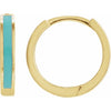 14K Yellow Gold 12.1 mm Blue Enamel Hinged Hoop Earrings