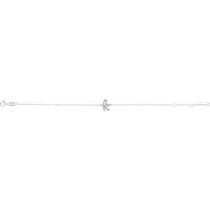 14K White Gold Initial R Bracelet 6.5-7.5 Inches - Elegant Jewelry