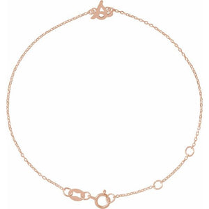 14K White Gold Initial R Bracelet 6.5-7.5 Inches - Elegant Jewelry