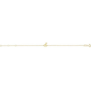 14K White Gold Initial R Bracelet 6.5-7.5 Inches - Elegant Jewelry
