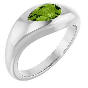 14K Gold, Platinum, Sterling Silver Natural Peridot Ring - Options Available