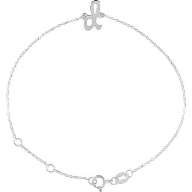 14K White Gold Initial R Bracelet 6.5-7.5 Inches - Elegant Jewelry